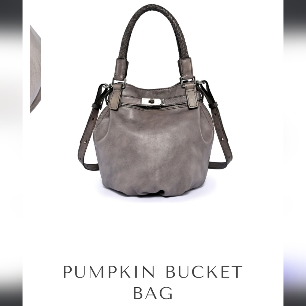 Elegant Gray Leather Shoulder Bag